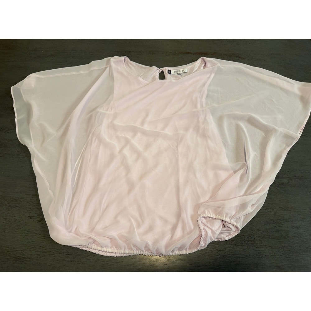 Jennifer Lopez XL Lavender Pink Chiffon Butterfly Sleeve Blouson Top Blouse